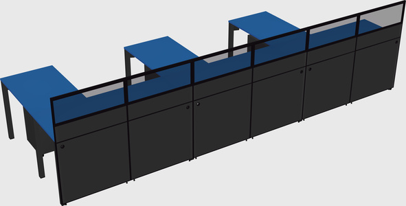 Shared l-shaped cubicle
