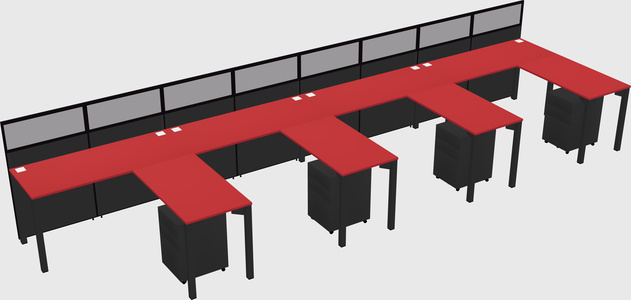 Shared l-shaped cubicle