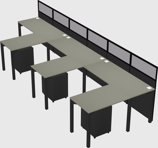 Shared l-shaped cubicle