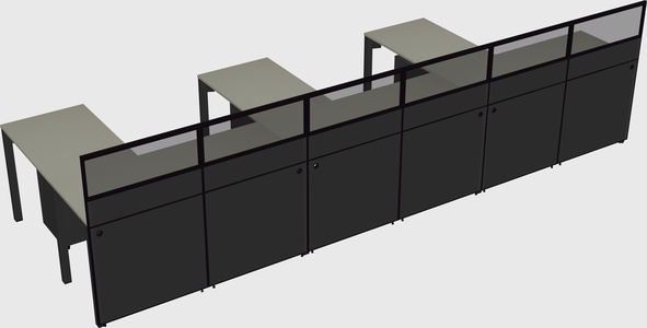 Shared l-shaped cubicle