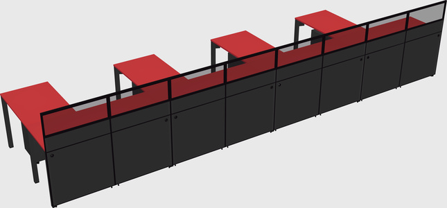 Shared l-shaped cubicle