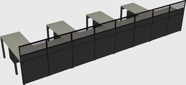 Shared l-shaped cubicle
