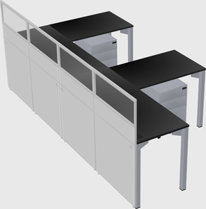 Shared l-shaped cubicle