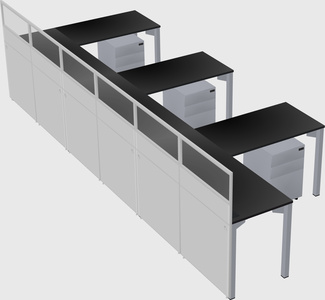 Shared l-shaped cubicle
