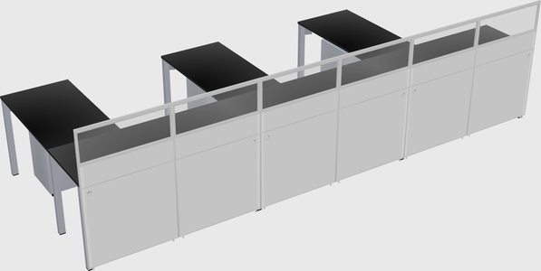 Shared l-shaped cubicle