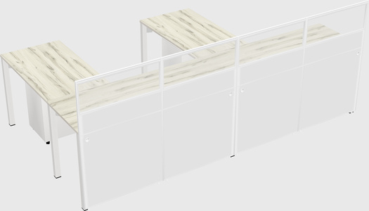 Shared l-shaped cubicle