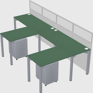 Shared l-shaped cubicle