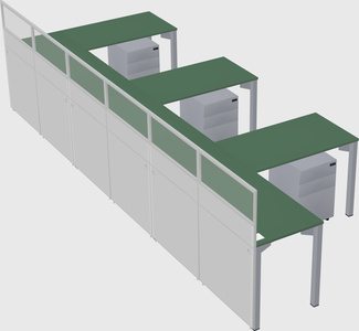 Shared l-shaped cubicle