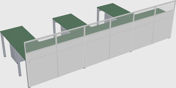 Shared l-shaped cubicle