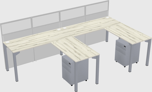 Shared l-shaped cubicle