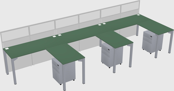 Shared l-shaped cubicle