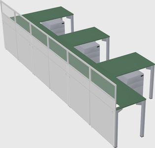 Shared l-shaped cubicle