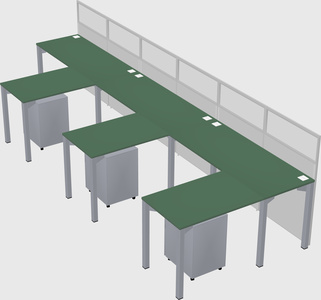 Shared l-shaped cubicle