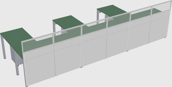 Shared l-shaped cubicle