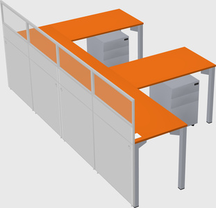 Shared l-shaped cubicle