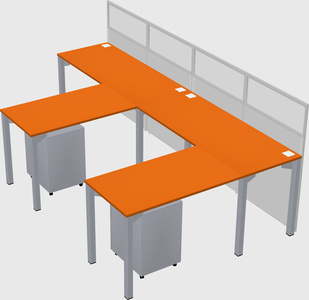 Shared l-shaped cubicle