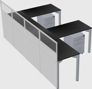 Shared l-shaped cubicle