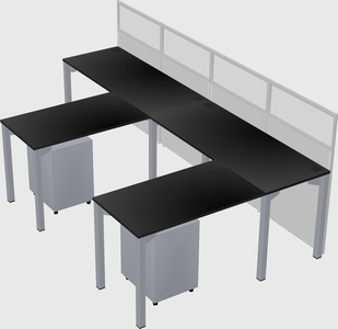 Shared l-shaped cubicle