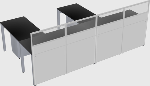Shared l-shaped cubicle