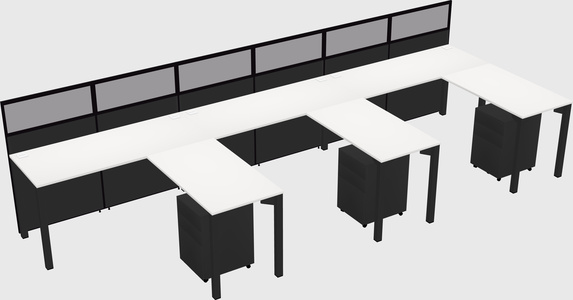 Shared l-shaped cubicle