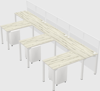 Shared l-shaped cubicle