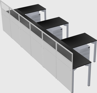 Shared l-shaped cubicle
