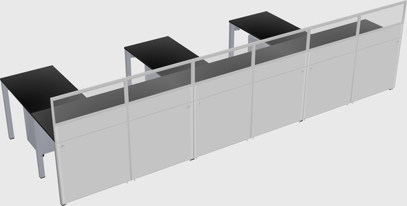 Shared l-shaped cubicle
