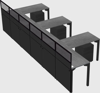 Shared l-shaped cubicle