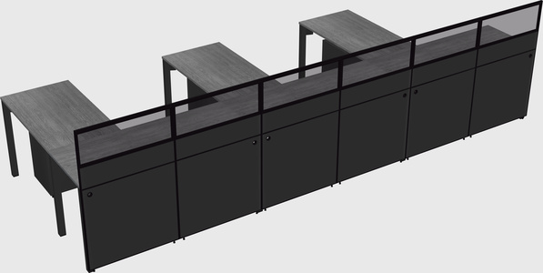 Shared l-shaped cubicle