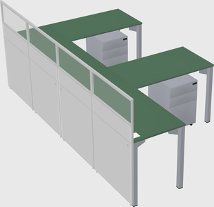 Shared l-shaped cubicle