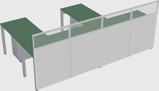 Shared l-shaped cubicle