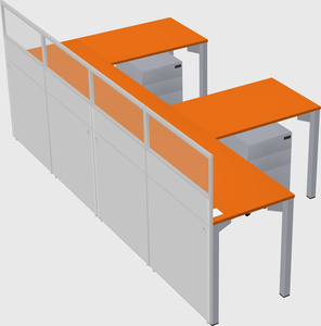 Shared l-shaped cubicle
