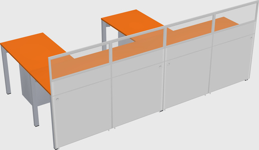 Shared l-shaped cubicle