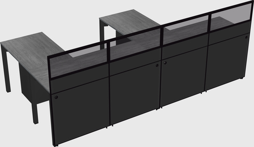 Shared l-shaped cubicle