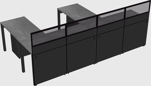 Shared l-shaped cubicle