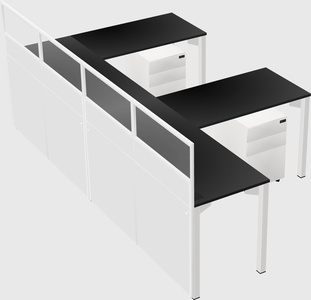 Shared l-shaped cubicle