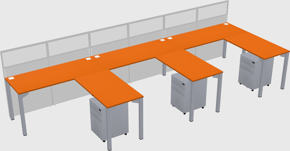 Shared l-shaped cubicle