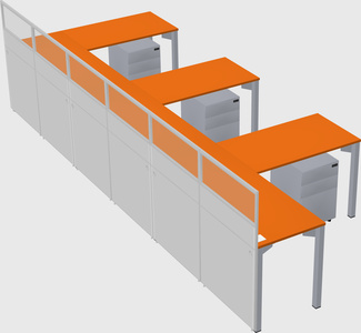 Shared l-shaped cubicle