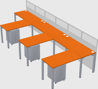 Shared l-shaped cubicle