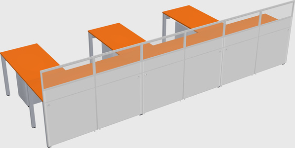 Shared l-shaped cubicle