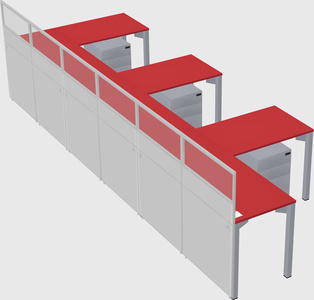 Shared l-shaped cubicle