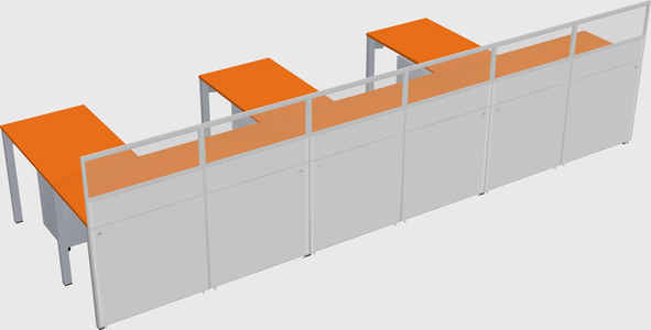 Shared l-shaped cubicle