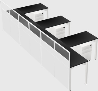 Shared l-shaped cubicle