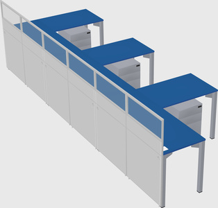 Shared l-shaped cubicle