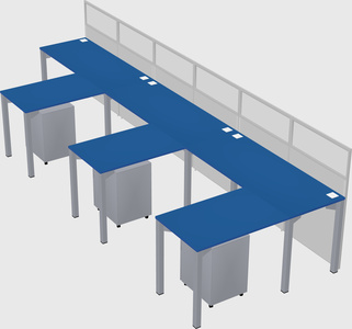 Shared l-shaped cubicle
