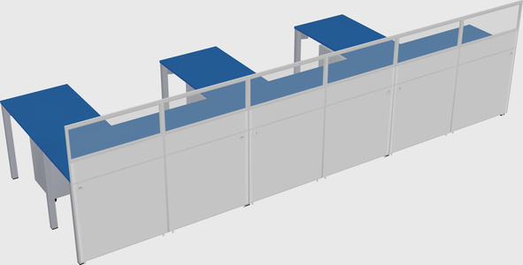 Shared l-shaped cubicle