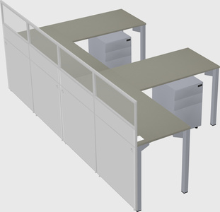 Shared l-shaped cubicle