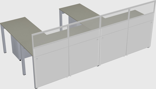 Shared l-shaped cubicle