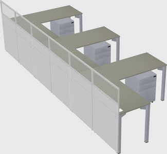 Shared l-shaped cubicle