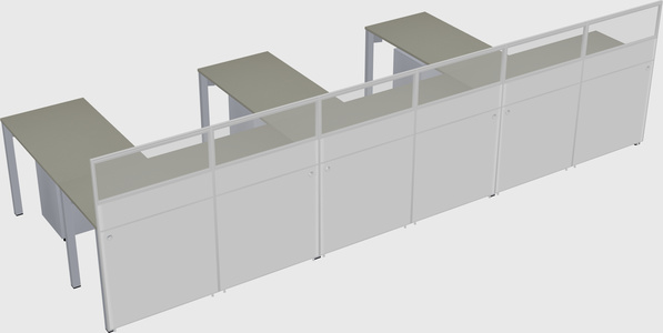 Shared l-shaped cubicle